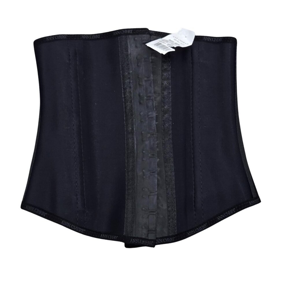 NIP | Black Latex Waist Trainer Shaper Corset Hook Eye Closure Adjustable | 30"